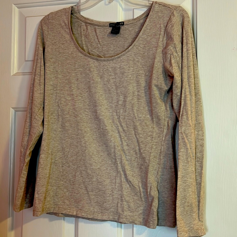 Beige long sleeve T shirt